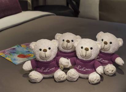 Silka Bear: Our cute signature bear is available for purchase at reception
